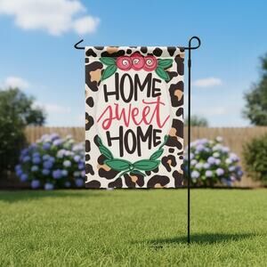 Home Sweet Home Garden Flag – Leopard Print – The Spring Shop – 12.5” x 18”
